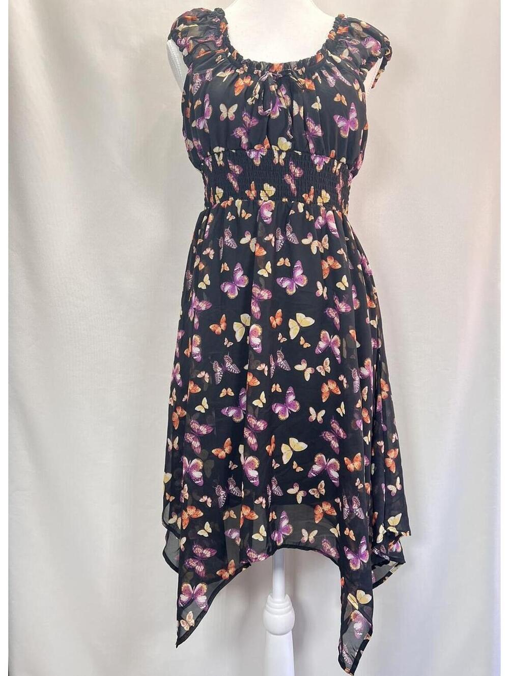 Lavon Butterfly Print Dress Women's Small